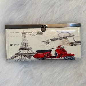 Paris Themed Wallet with Red Scooter